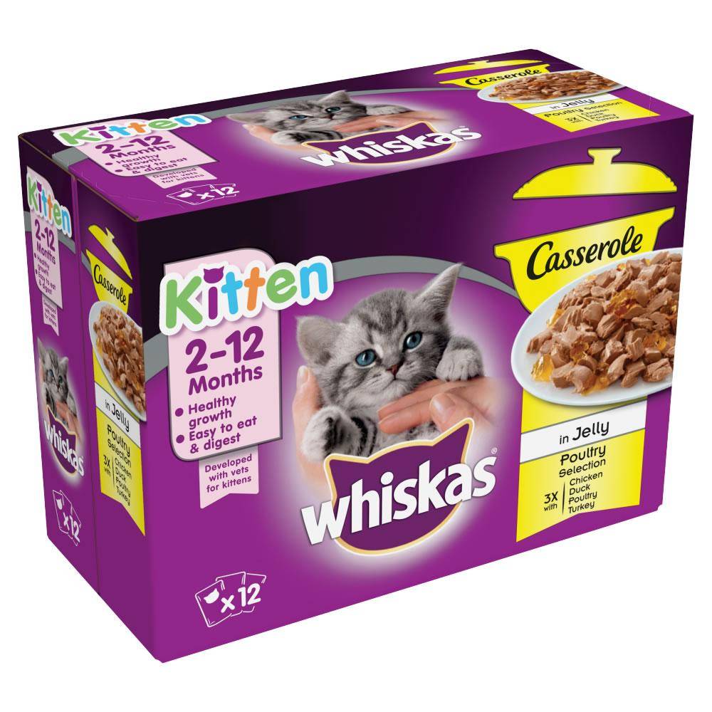 Whiskas Kitten Food Casserole Poultry Selection in Jelly 85g