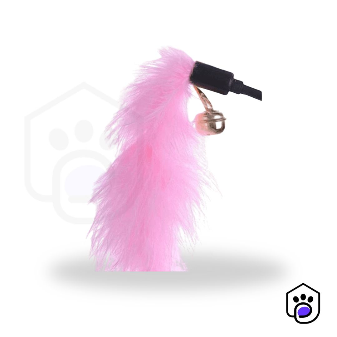Feather Teaser Wand Toy – Soft Fur Stick with Bell (Cats)