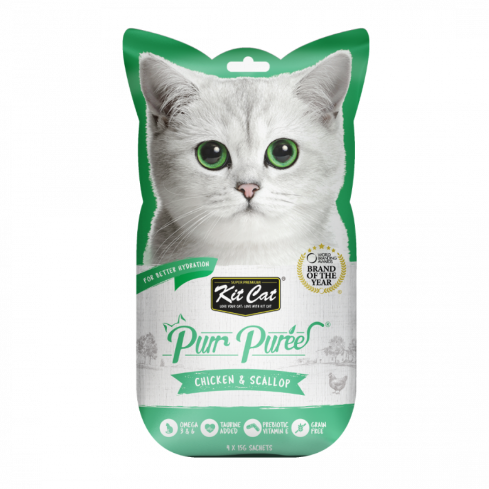 Kit Cat Purr Puree Chicken & Scallop Cat Treat 4X15G