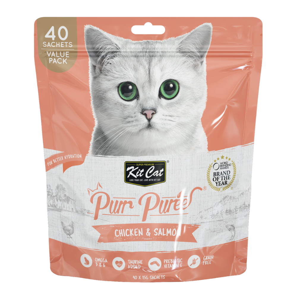 Kit Cat Puree Chicken & Salmon Cat Treats 600G