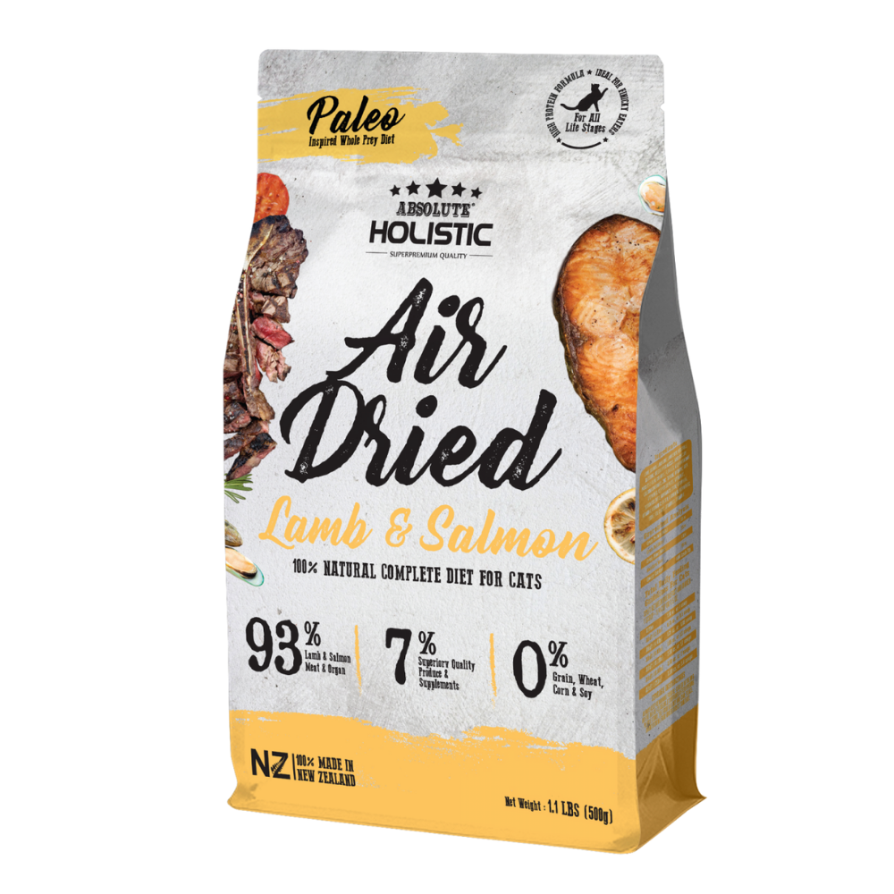 Absolute Holistic Air Dried Lamb & Salmon Dry Cat Food 500G
