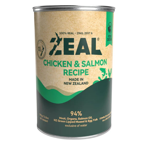 Zeal Grain Free Canned Dog Food 390g – (Chicken & Salmon Recipe)