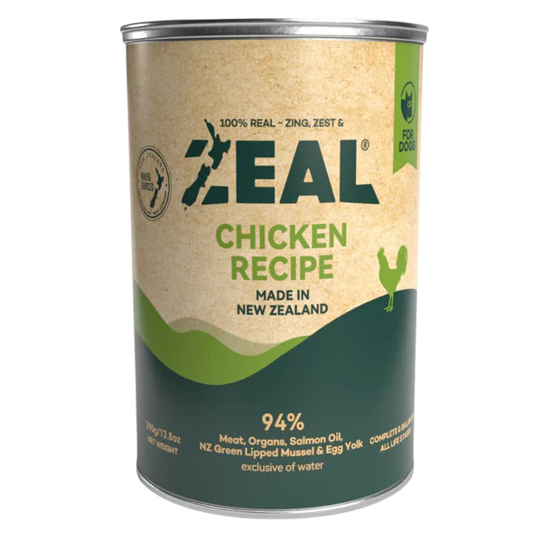 Zeal Grain Free Canned Dog Food 390g – (Chicken Recipe)