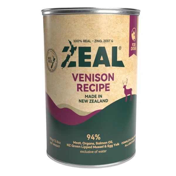 Zeal Grain Free Canned Dog Food 390g – (Venison Recipe)
