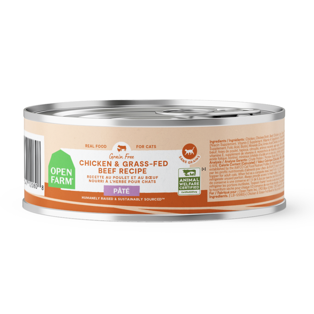 Open Farm Chicken & Grass Fed Beef Pate Wet Cat Food 6x80g