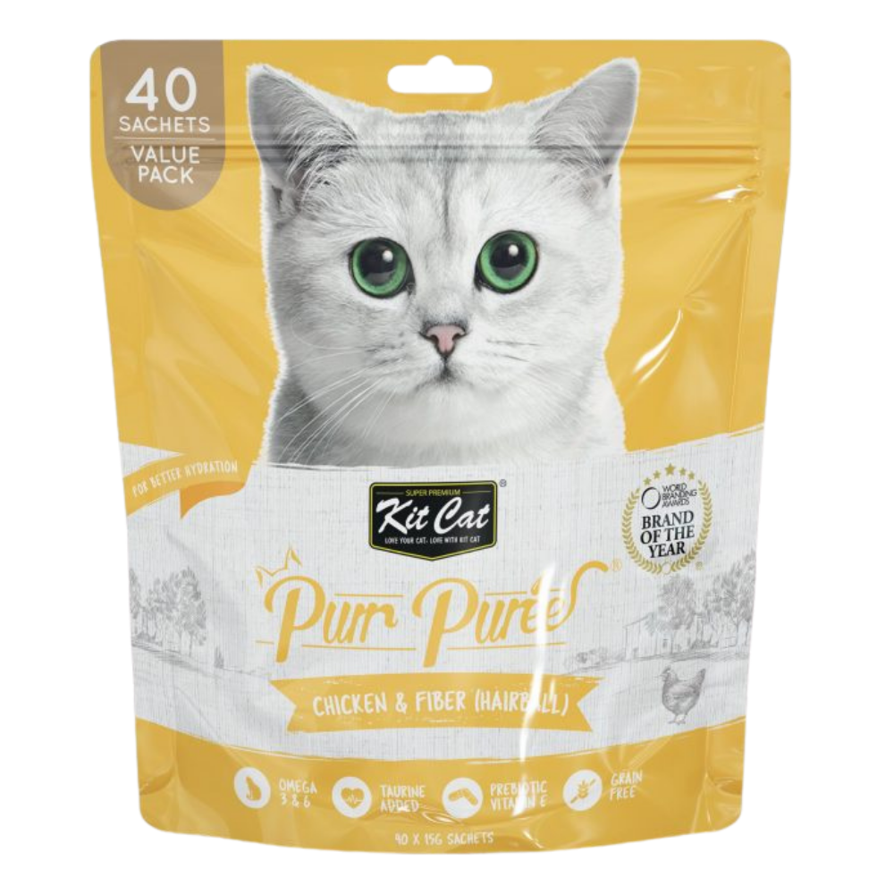 Kit Cat Puree Chicken & Fiber Hairball Cat Treats 600G