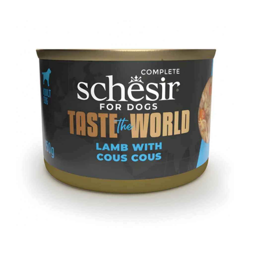 Schesir Taste The World Dog Wet Food – Lamb with Cous Cous, 150g Can, 8-Pack