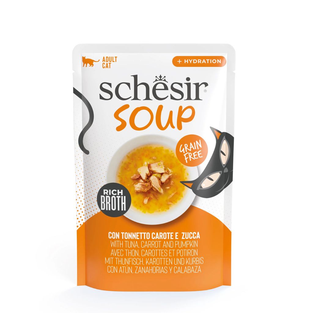 Schesir Cat Soup Wet Food Tuna & Pumpkin 40g – 12 Pack Pouches