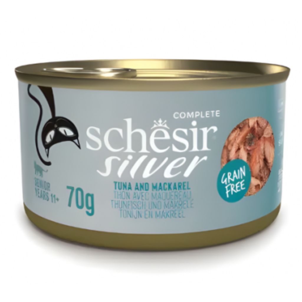 Schesir Silver Senior Cat Wholefood Tuna & Mackerel 70g – Pack of 12