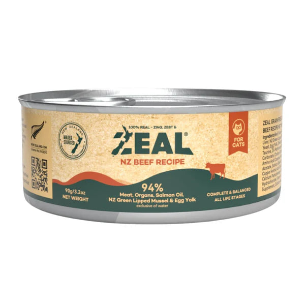 Zeal Grain Free Canned Cat Food 90g β (Beef Recipe)