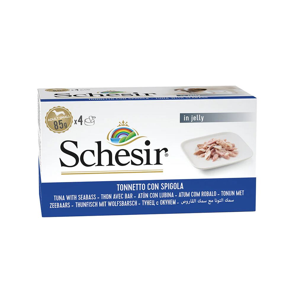 Premium Schesir Wet Dog Food – Tuna & Seabass, 340g Multipack