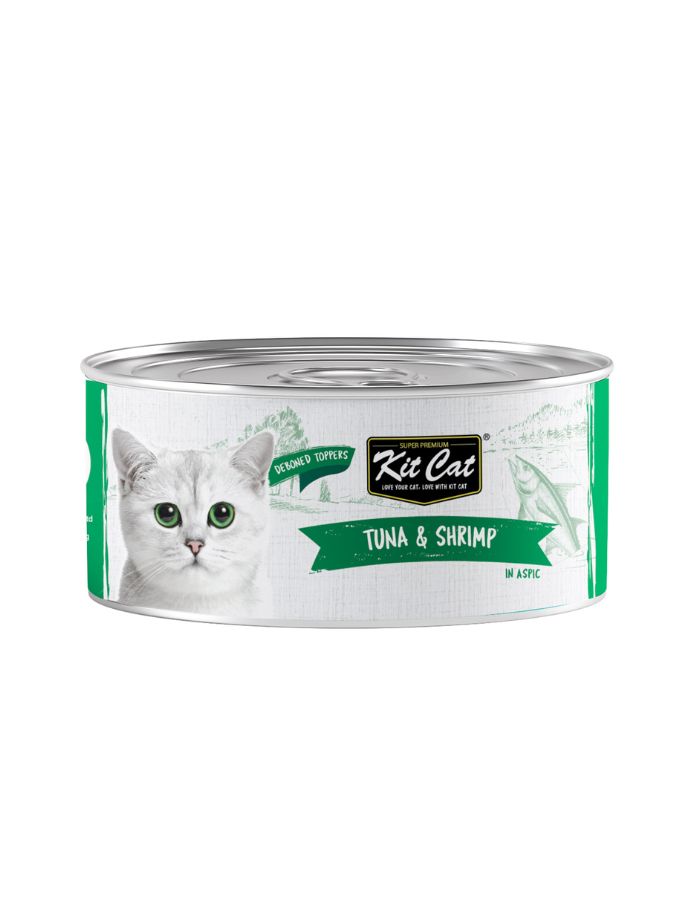 Kit Cat Deboned Tuna & Shrimp Toppers 80g – 1 Box (24pcs) | Grain-Free Wet Cat Food for All Life Stages