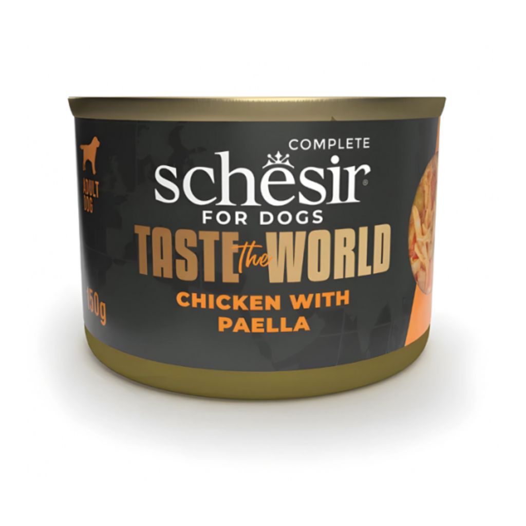 Schesir Taste The World Dog Wet Food – Chicken with Paella, 150g Can