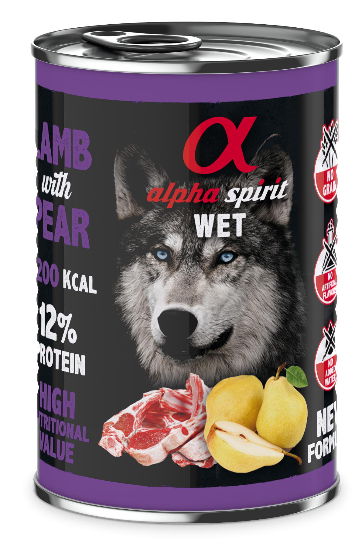 Alpha Spirit Canned Dog Wet Food Lamb With Pear 400 g