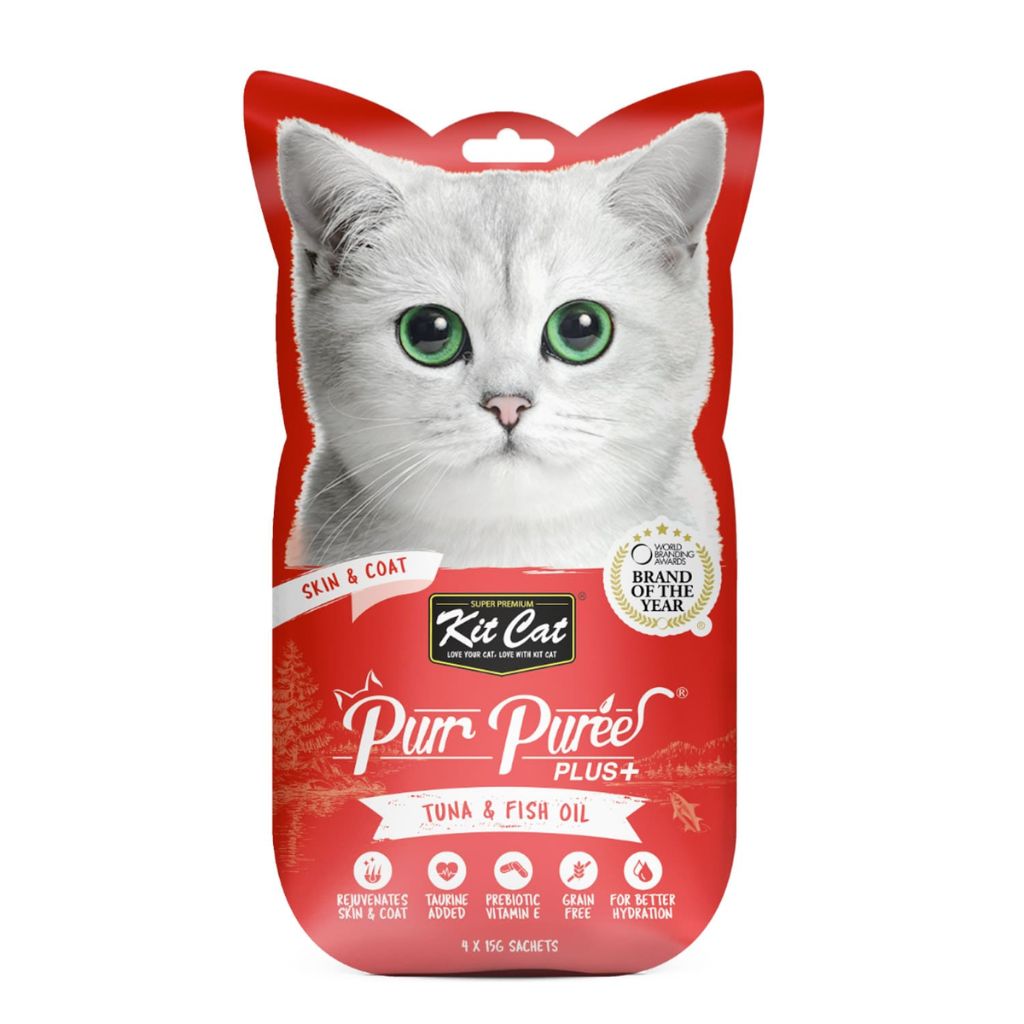 Kit Cat Purr Puree Plus+ Tuna & Fish Oil – Skin & Coat Cat Treats
