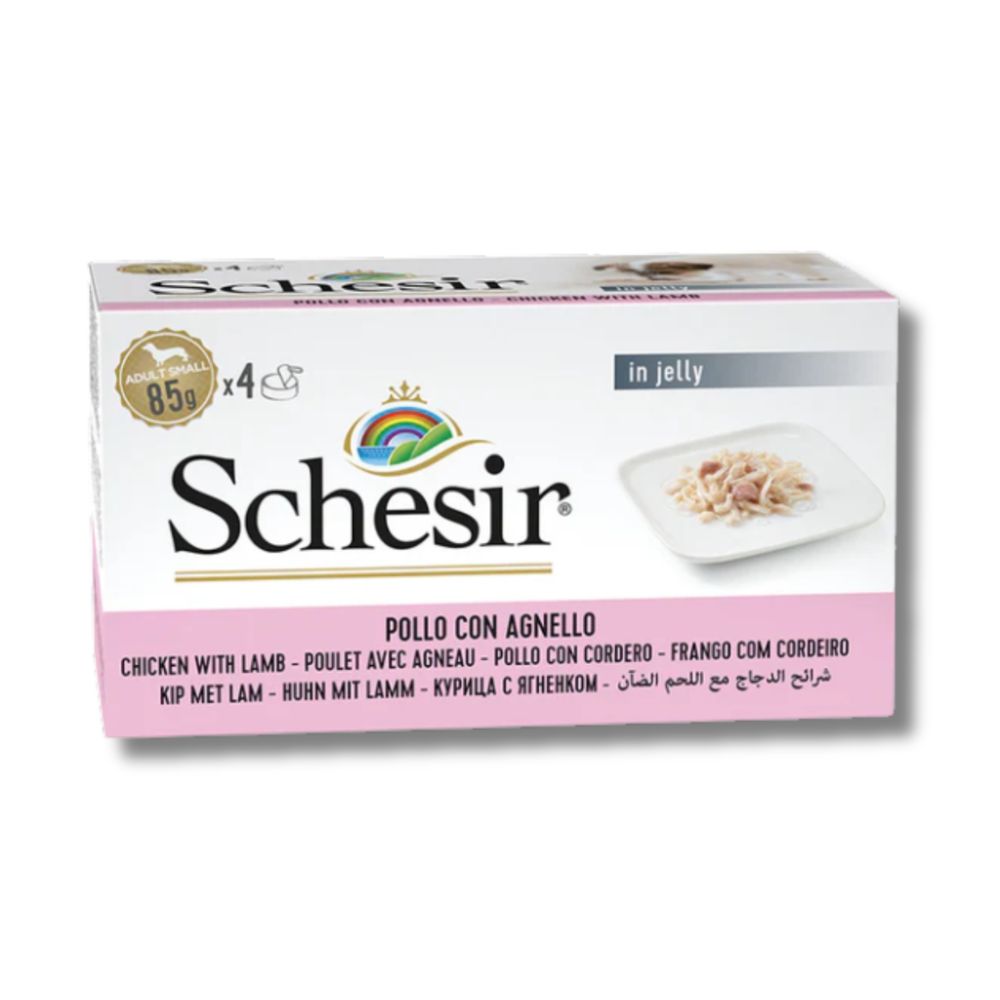 Schesir Dog Wet Food – Chicken Fillets with Lamb, 340g Can