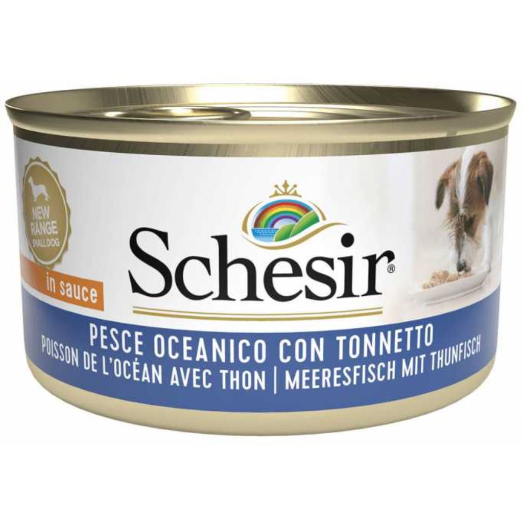 Schesir Dog Wet Food – Ocean Fish with Tuna, 85g Can, 14-Pack