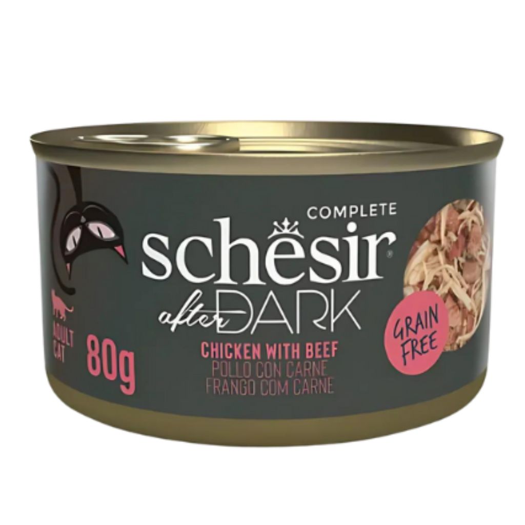 Schesir After Dark Cat Wholefood 80g x12 – Chicken & Beef in Broth