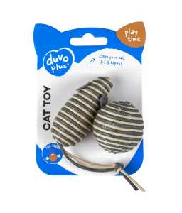 Duvo+ Rope Mouse & Ball Grey 2Pc – 17,5X3,5X2,5Cm