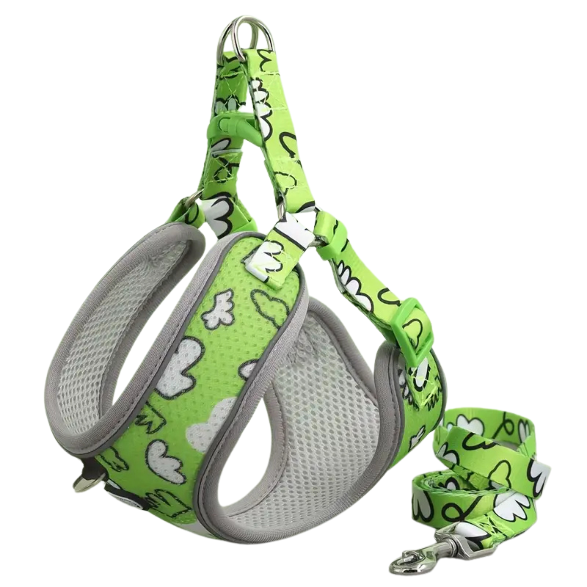 Supet Adjustable Dog Harness and Leash Set (Green) - Large
