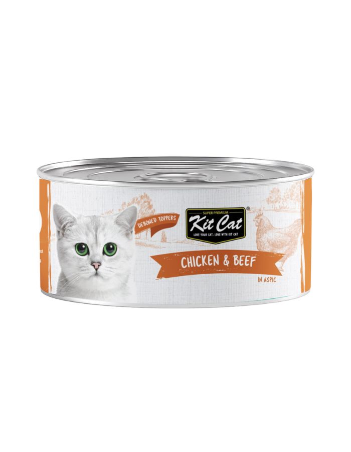 Kit Cat Deboned Chicken & Beef 80g – 1 Box (24pcs) | Grain-Free Wet Cat Food for All Life Stages