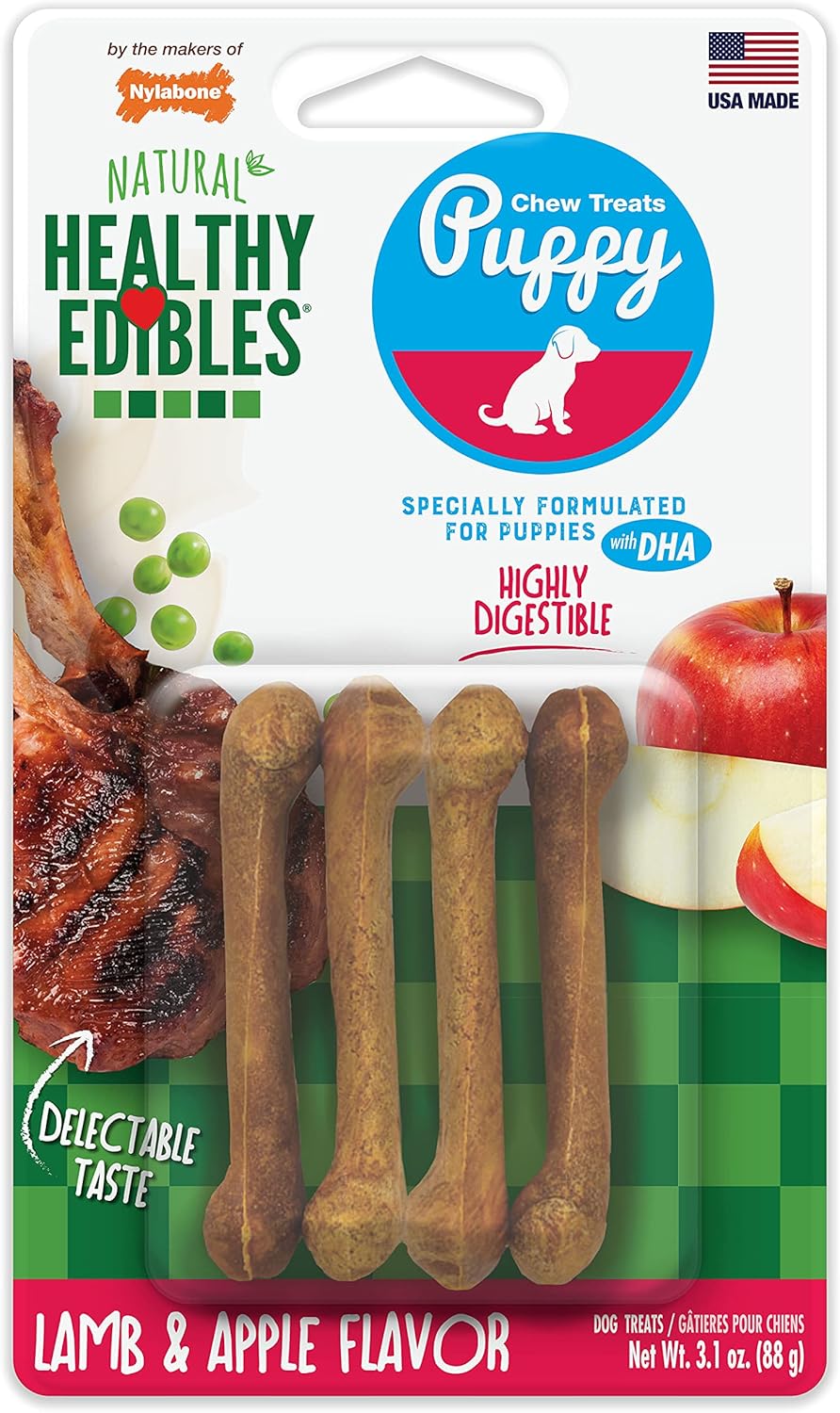 Nylabone Healthy Edibles Puppy Lamb & Apple 4Ct Card Petite Edible Treats
