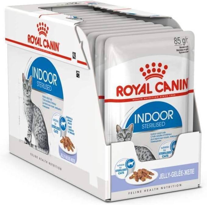 Royal Canin Feline Health Nutrition Indoor Sterilised Jelly - 85g (WET FOOD - Pouches) Pack of 12