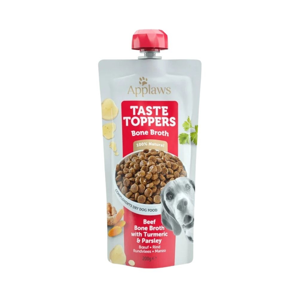 Applaws Taste Toppers Beef Bone Broth with Turmeric & Parsley Wet Dog Food Pouch 200g