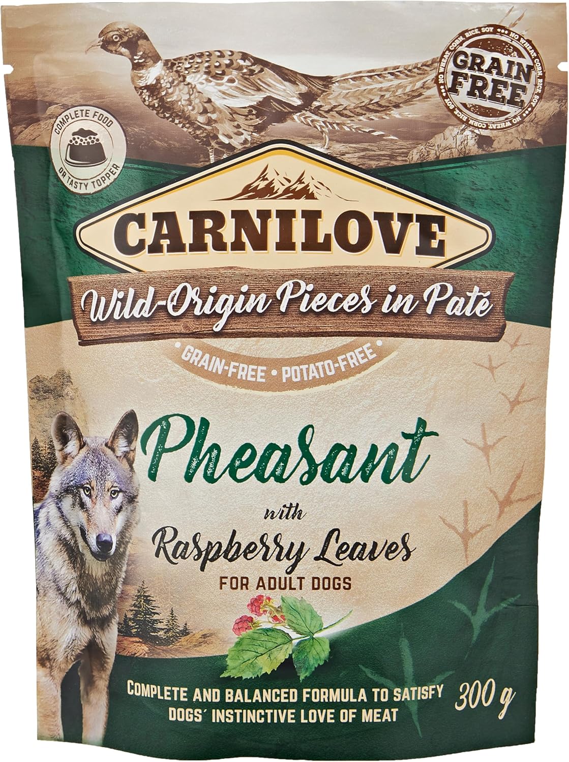 Carnilove Pheasant with Raspberry Leaves for Adult Dogs (Wet Food Pouches) 300g