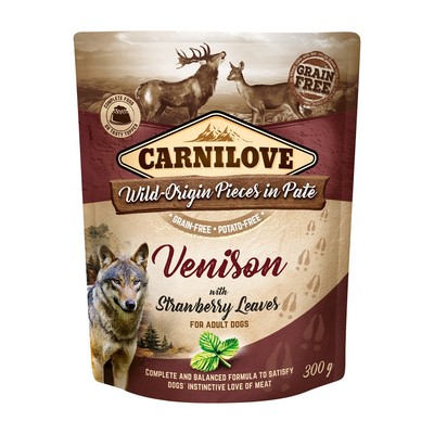 Carnilove Venison with Strawberry Leaves for Adult Dogs (Wet Food Pouches) 300g
