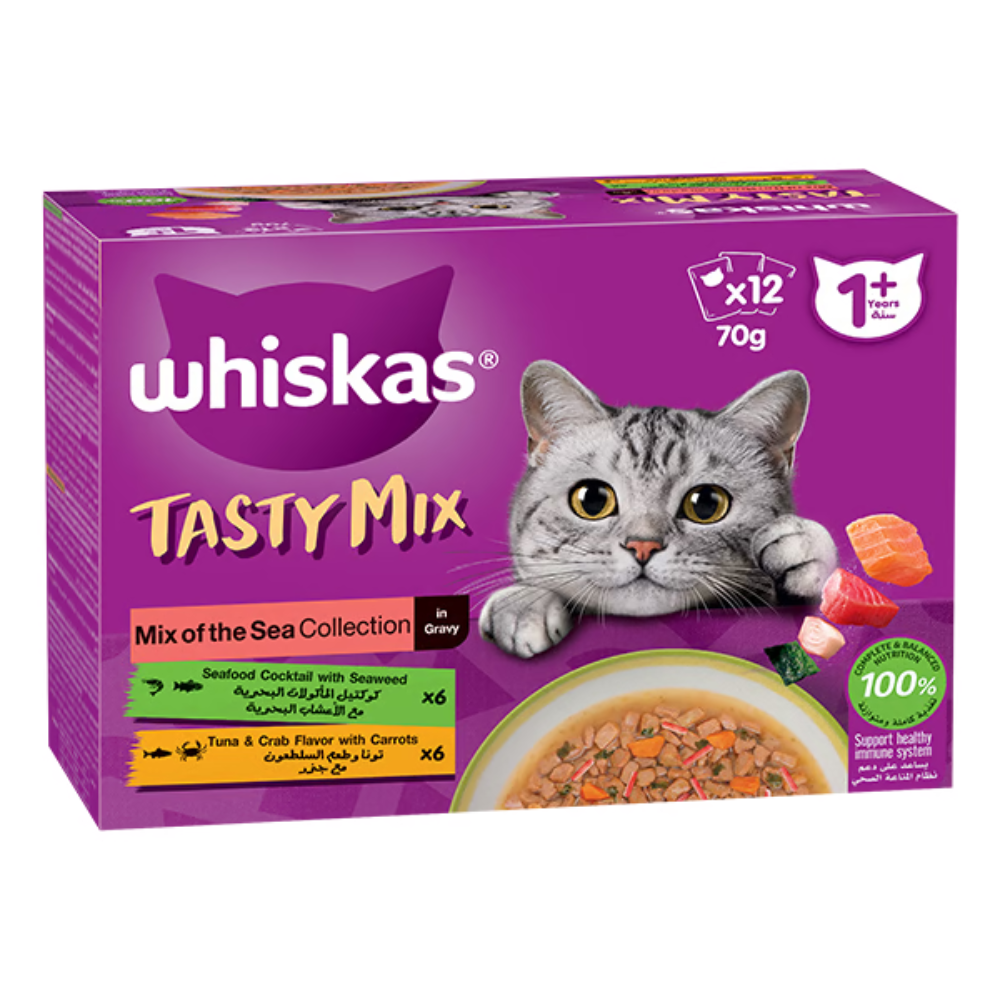 Whiskas Tasty Mix Sea Collection Wet Cat Food – 12x70G