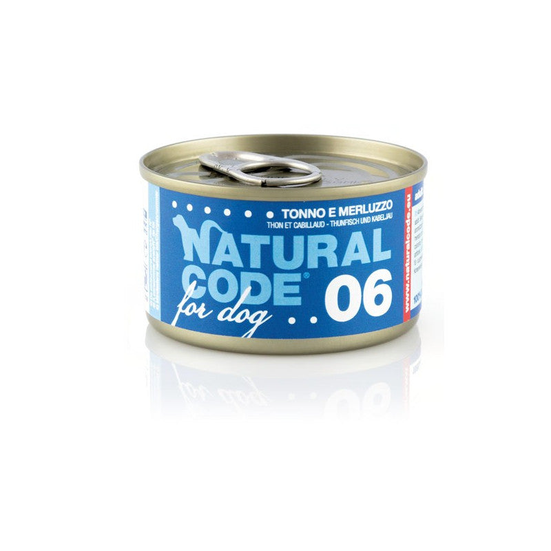 Natural Code 06 Tuna & Codfish Cooking Water Wet Dog Food - 90G