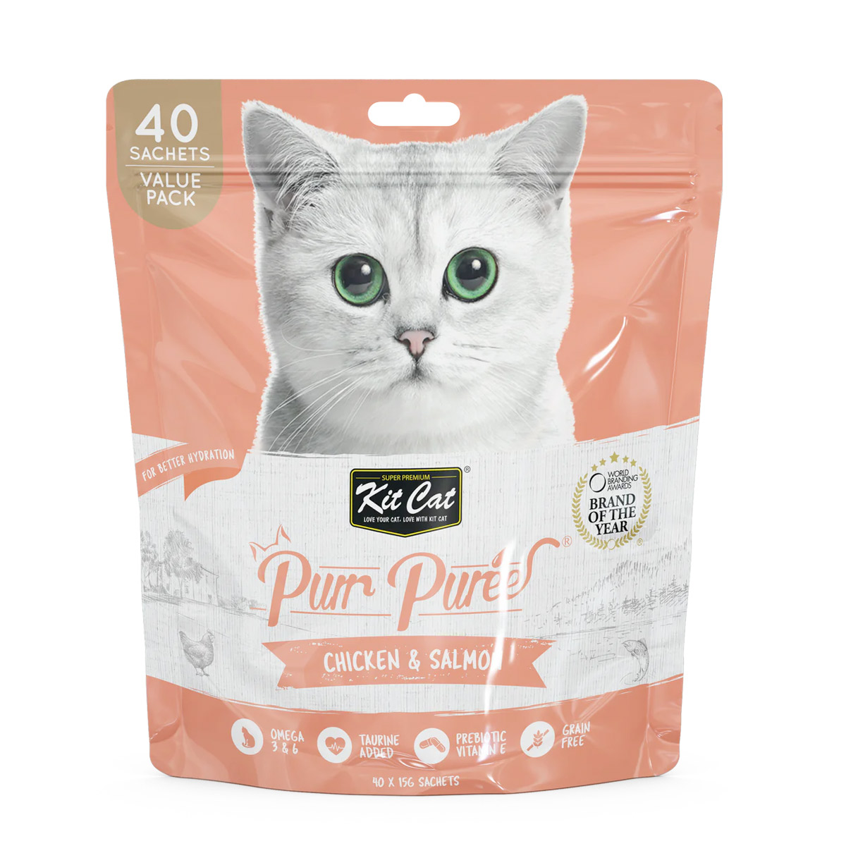 Kit Cat Purr Puree Chicken &amp; Salmon (40 Sachets Value Pack)