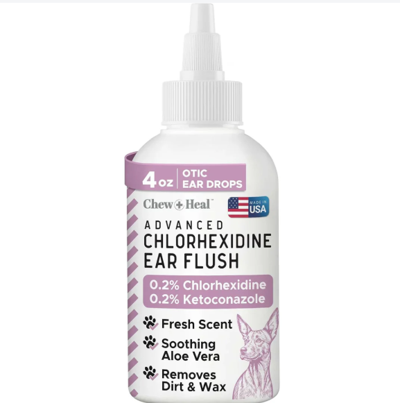 Advanced Antiseptic Otic Chlorhexidine Ear Flush for Dogs 4 oz