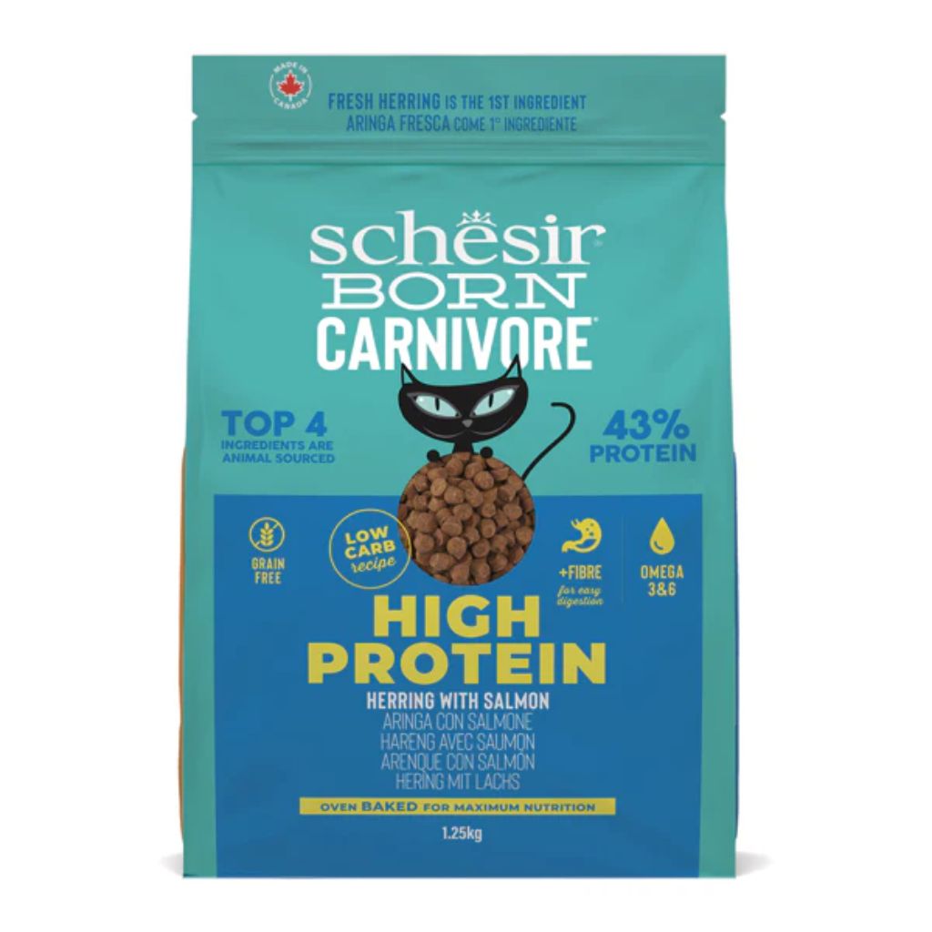 Schesir Born Carnivore Grain Free Oven Baked Dry Cat Food Herring & Salmon 1.25kg