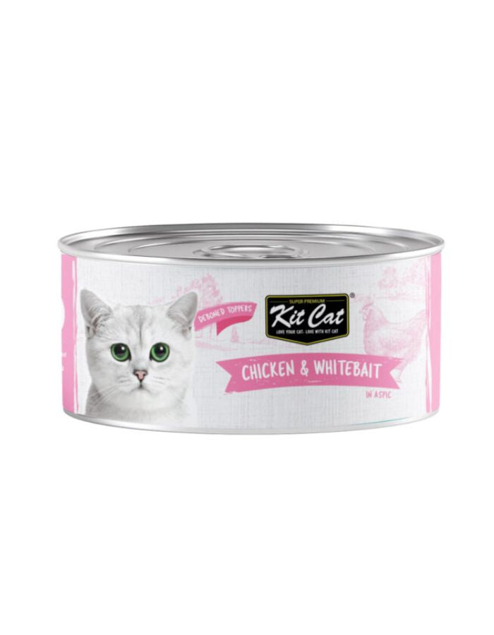 Kit Cat Chicken & Whitebait 80g – 1 Box (24pcs) | Grain-Free Wet Cat Food for All Life Stages