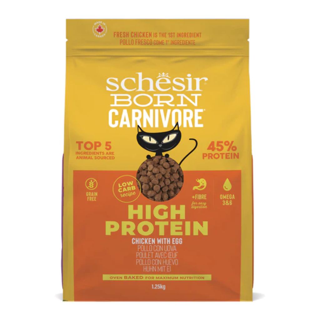 Schesir Born Carnivore Grain Free Oven Baked Dry Cat Food Chicken & Egg 1.25kg