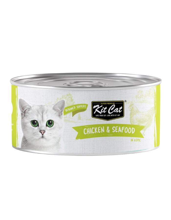 Kit Cat Chicken & Seafood 80g – 1 Box (24pcs) | Grain-Free Wet Cat Food for All Life Stages