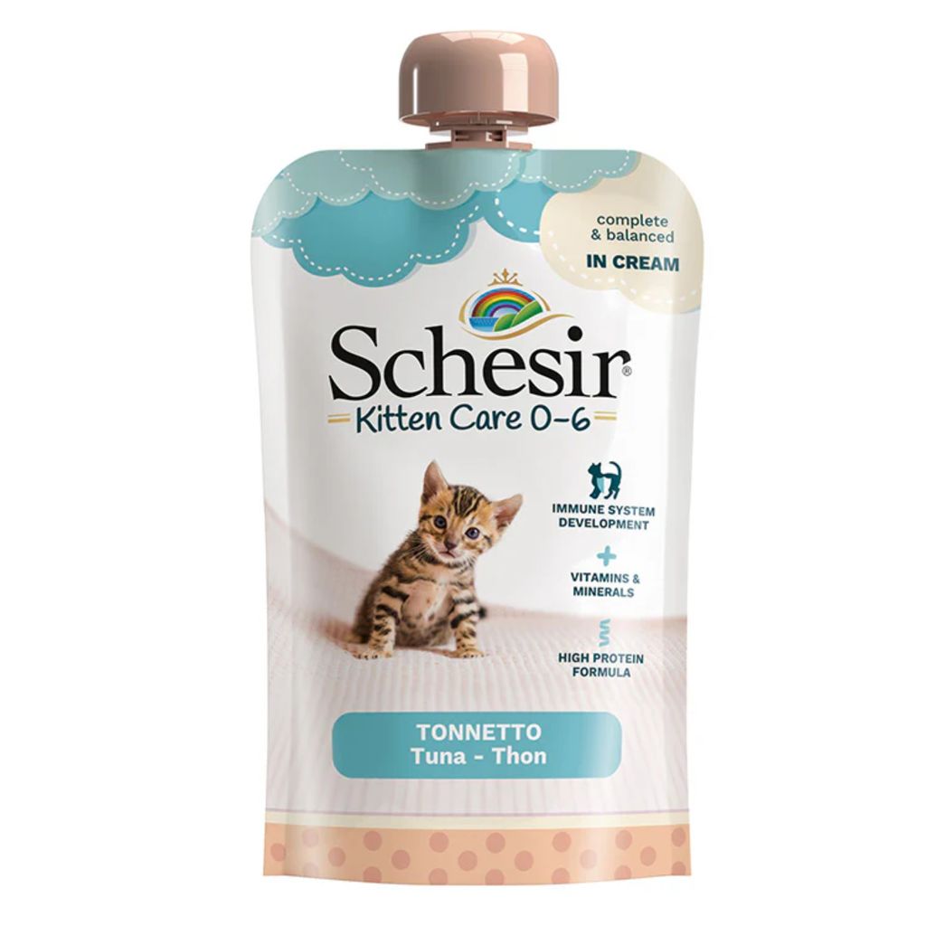 Schesir Kitten Wet Food 150g x5 – Tuna Pouch Cream 0-6 Months