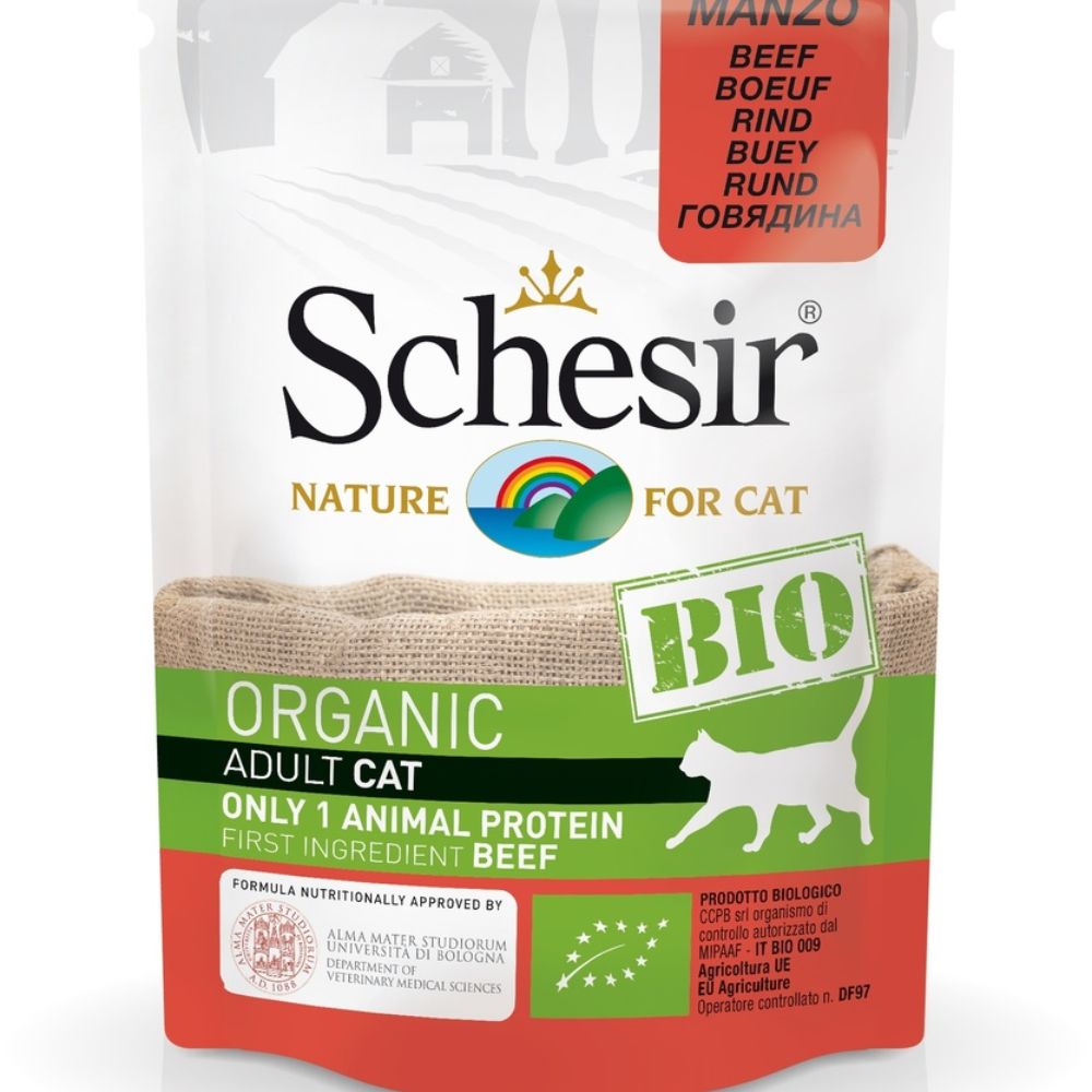 Schesir Bio Beef Cat Food 85g *16PC– Organic Wet Food for Cats, High-Quality Natural Nutrition