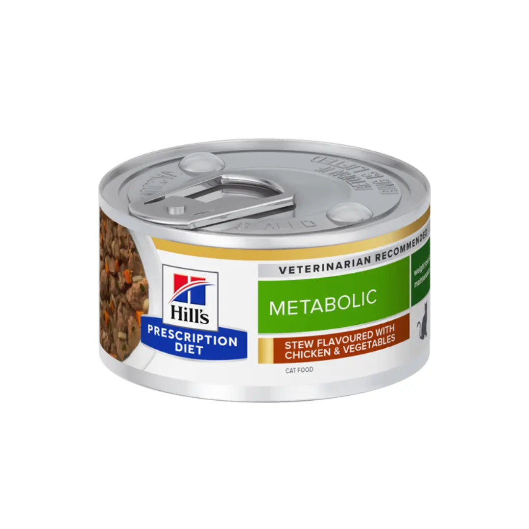 Hill's Prescription Diet Metabolic Stew for Cats flavoured with Chicken & Vegetables 82g