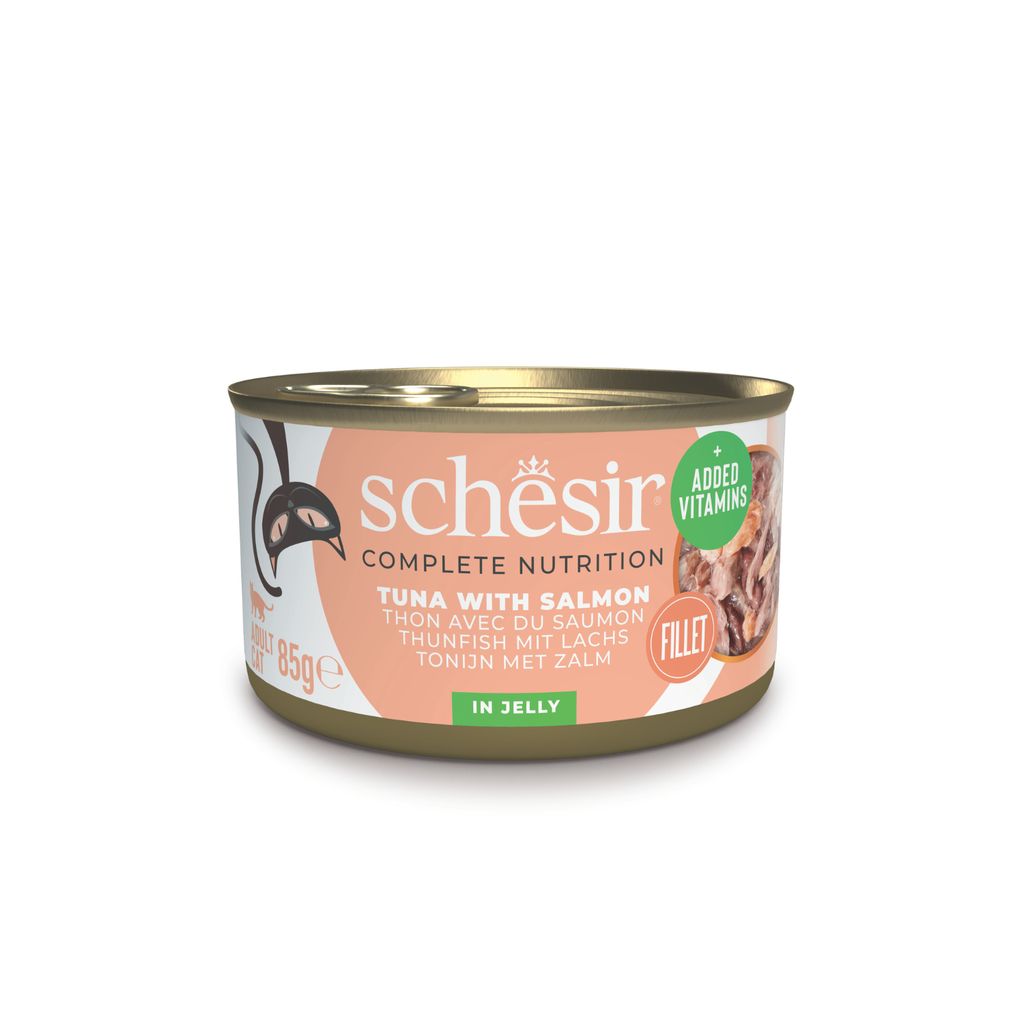 Schesir Cat Food Tuna & Salmon in Jelly 85g – 12 Pack, Balanced Nutrition