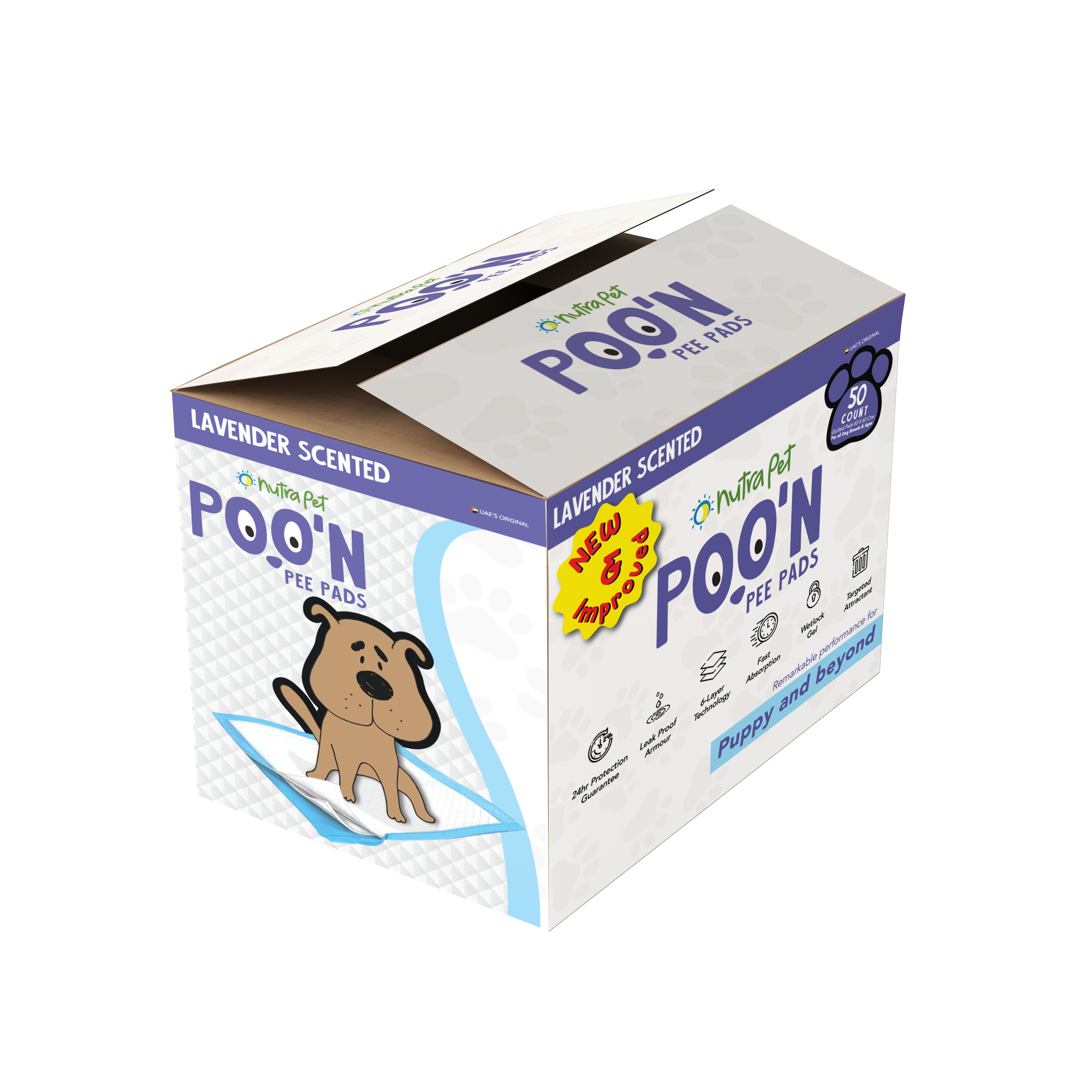 Nutrapet Poo N Pee Pads Lavender Scented 60 Cms X 60 Cms 5 X Absorption With Floor Mat Stickers