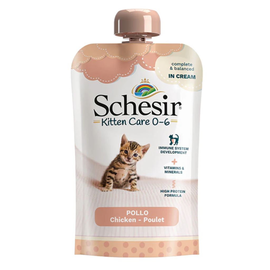 Schesir Kitten Wet Food 150g x5 – Chicken Pouch Cream 0-6 Months