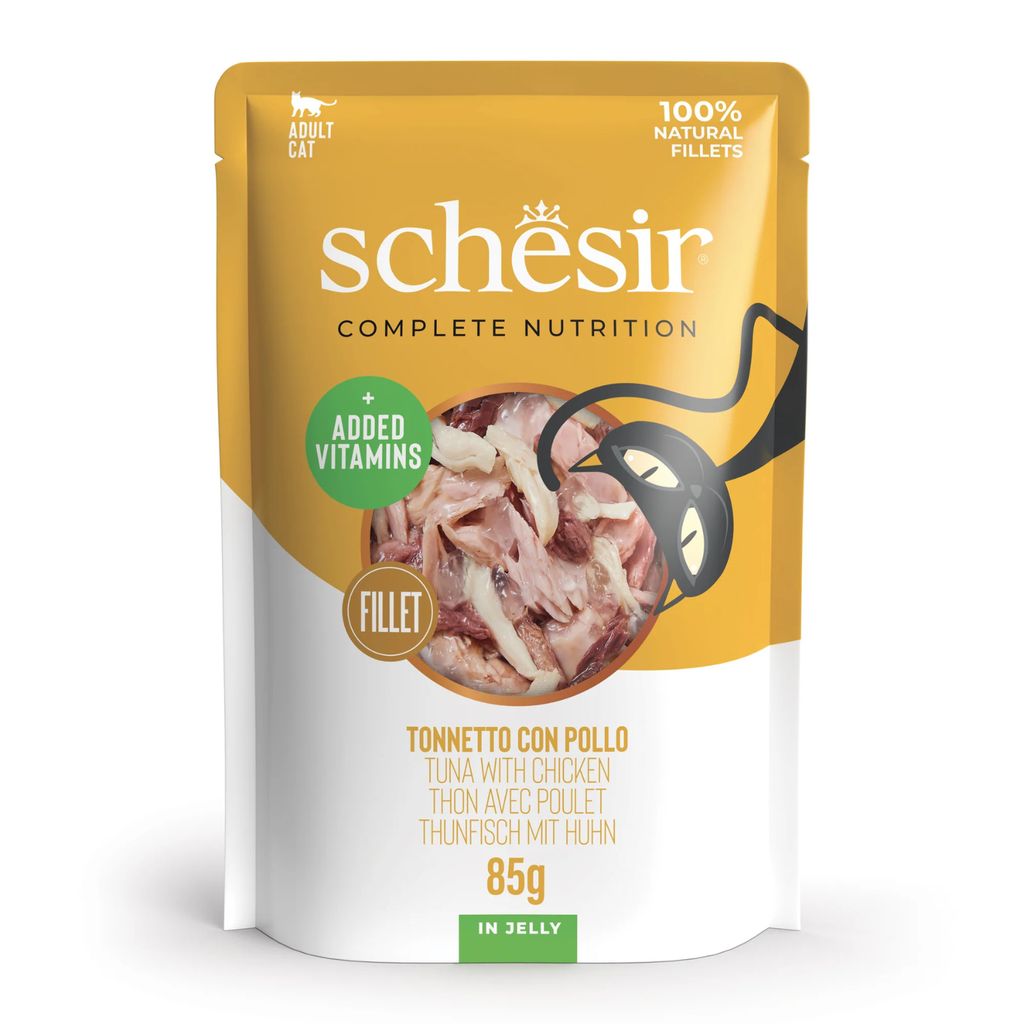 Schesir Cat Wet Food Tuna & Chicken 85g – 12 Pack Pouches, Complete & Balanced