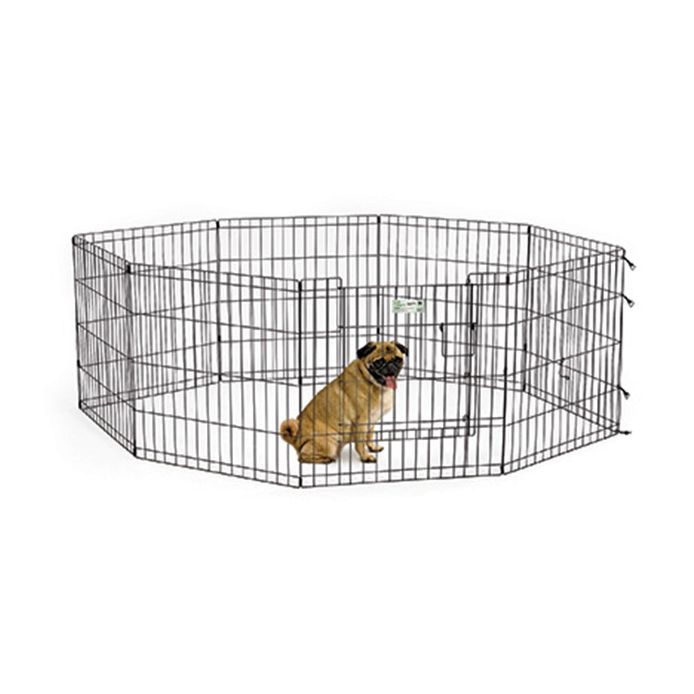 Midwest - 24" Black Exercise Pen With Full Max Lock Door