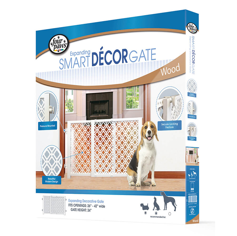 Four Paws Decor Expanding Wood Gate 26-42″ W X 24″ H