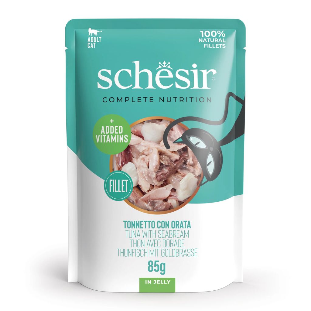 Schesir Cat Wet Food Tuna & Seabream 85g – 12 Pack Pouches, Complete & Balanced