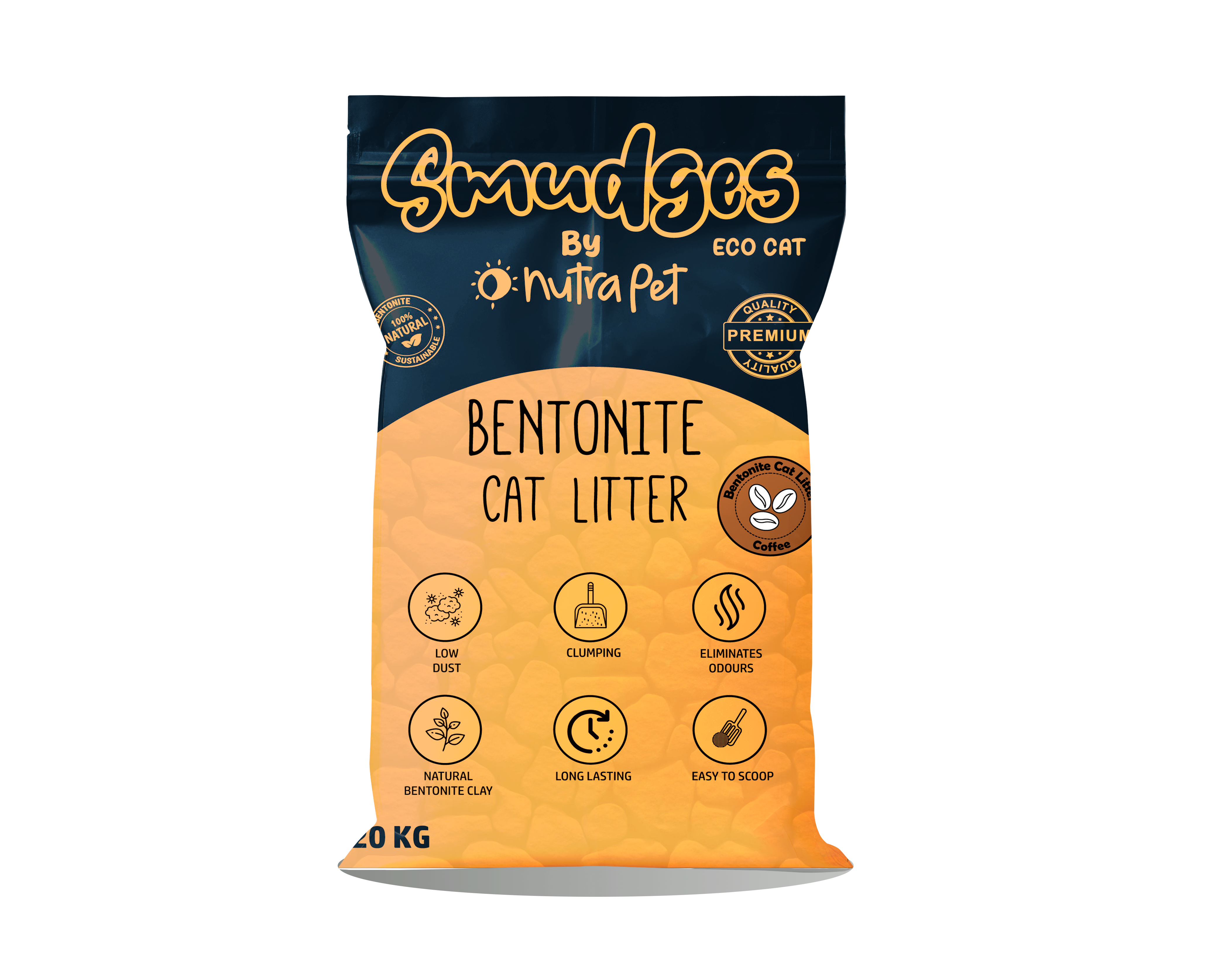 Smudges Eco cat Bentonite Clumping Cat Litter 20 Kgs- Coffee Scented