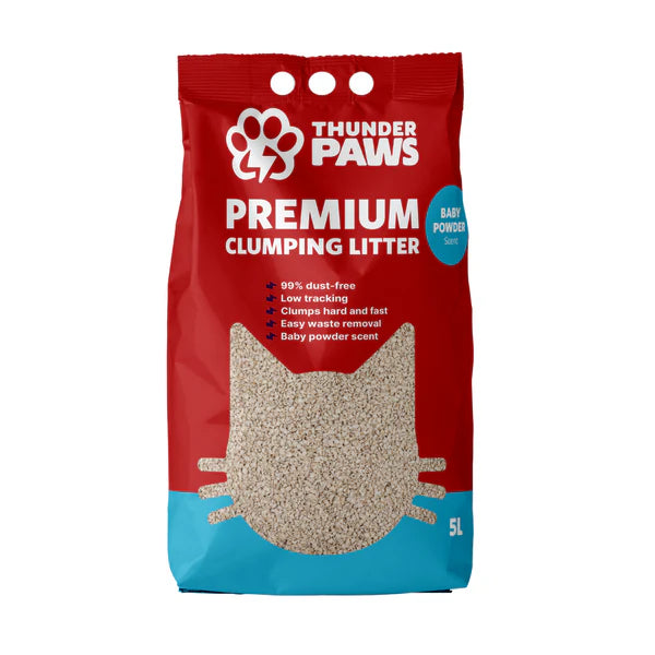 Thunder Paws Premium Hard Clumping Clay Cat Litter Baby Powder